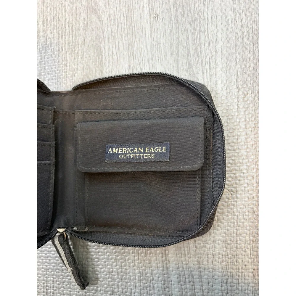 Y2K American Eagle Charcoal Wool Felt Utility Crossbody Bag‎ Zip Wallet Set